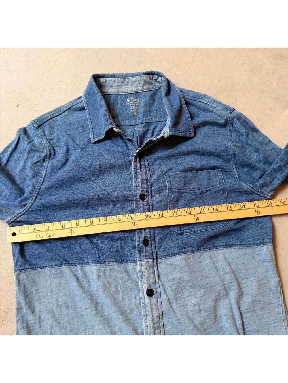 J.Crew Color Block Button-Up Shirt, Size S Indigo Knit Goods Two-Tone
